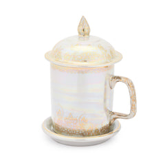 Coffee Mug in Benjarong Pearl and White Technique