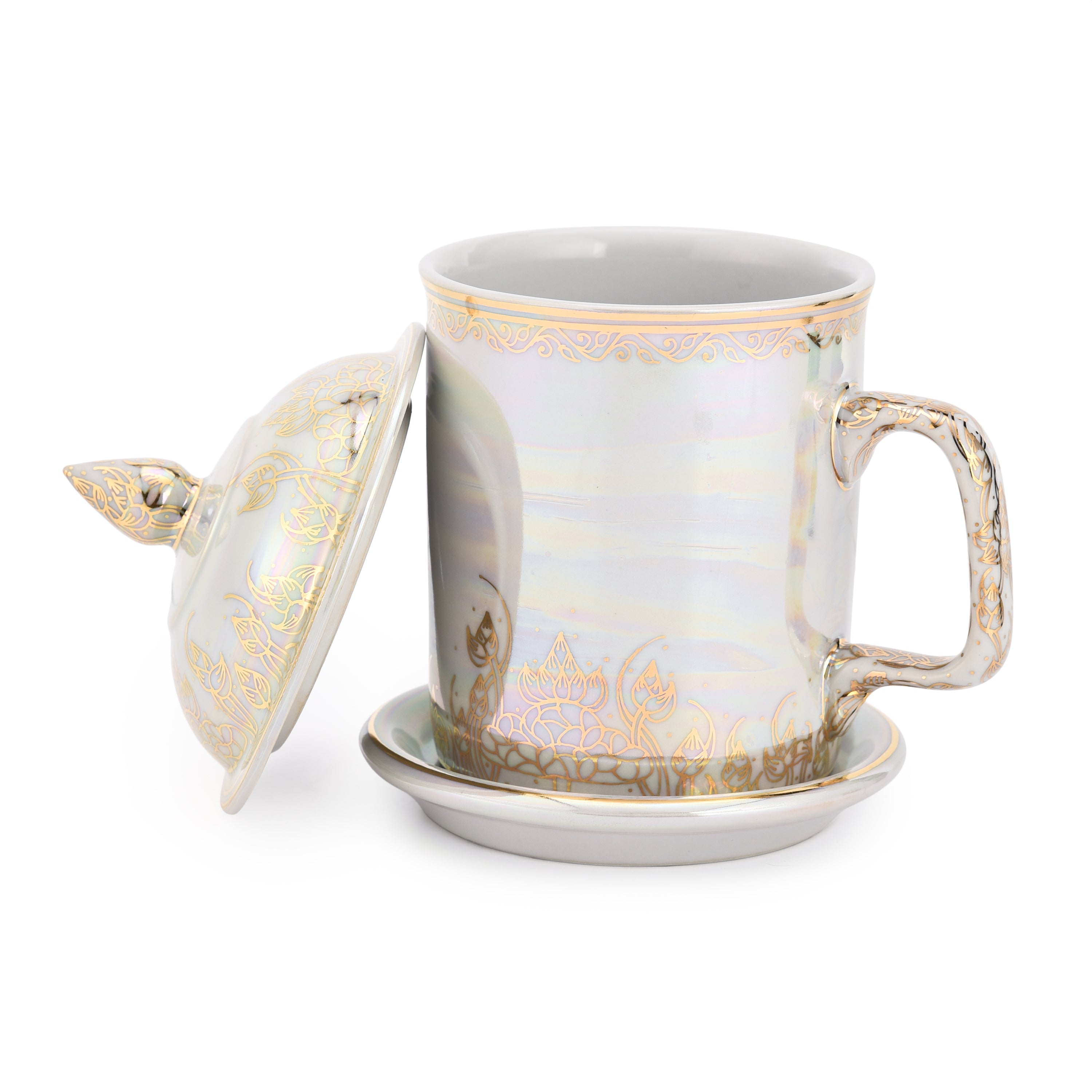 Coffee Mug in Benjarong Pearl and White Technique Coffee Mug in Benjarong Pearl and White Technique