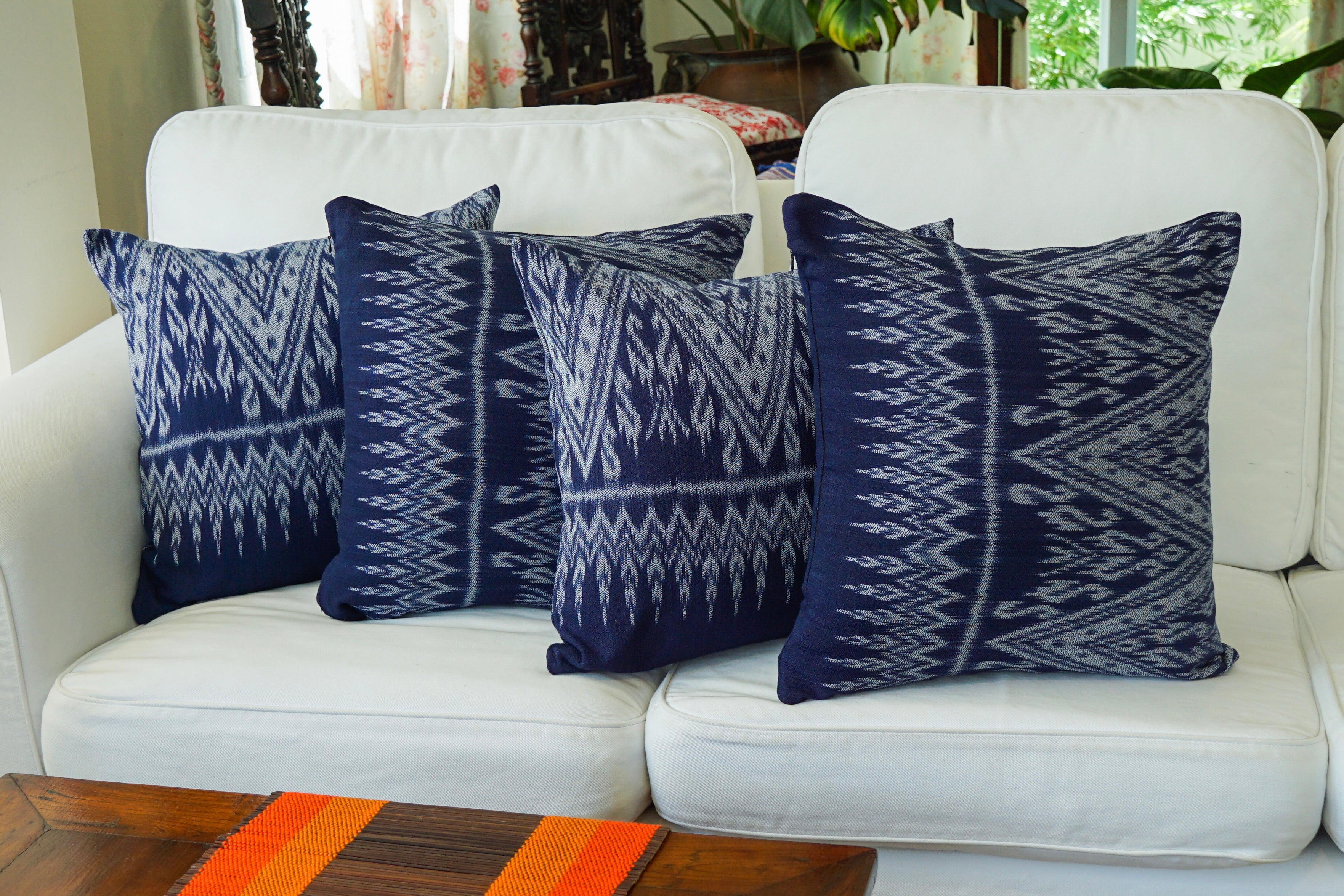 Indigo Khor Pattern cushion cover Indigo Khor Pattern cushion cover