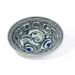Stoneware Ganesha Display Plate With Swirling Design