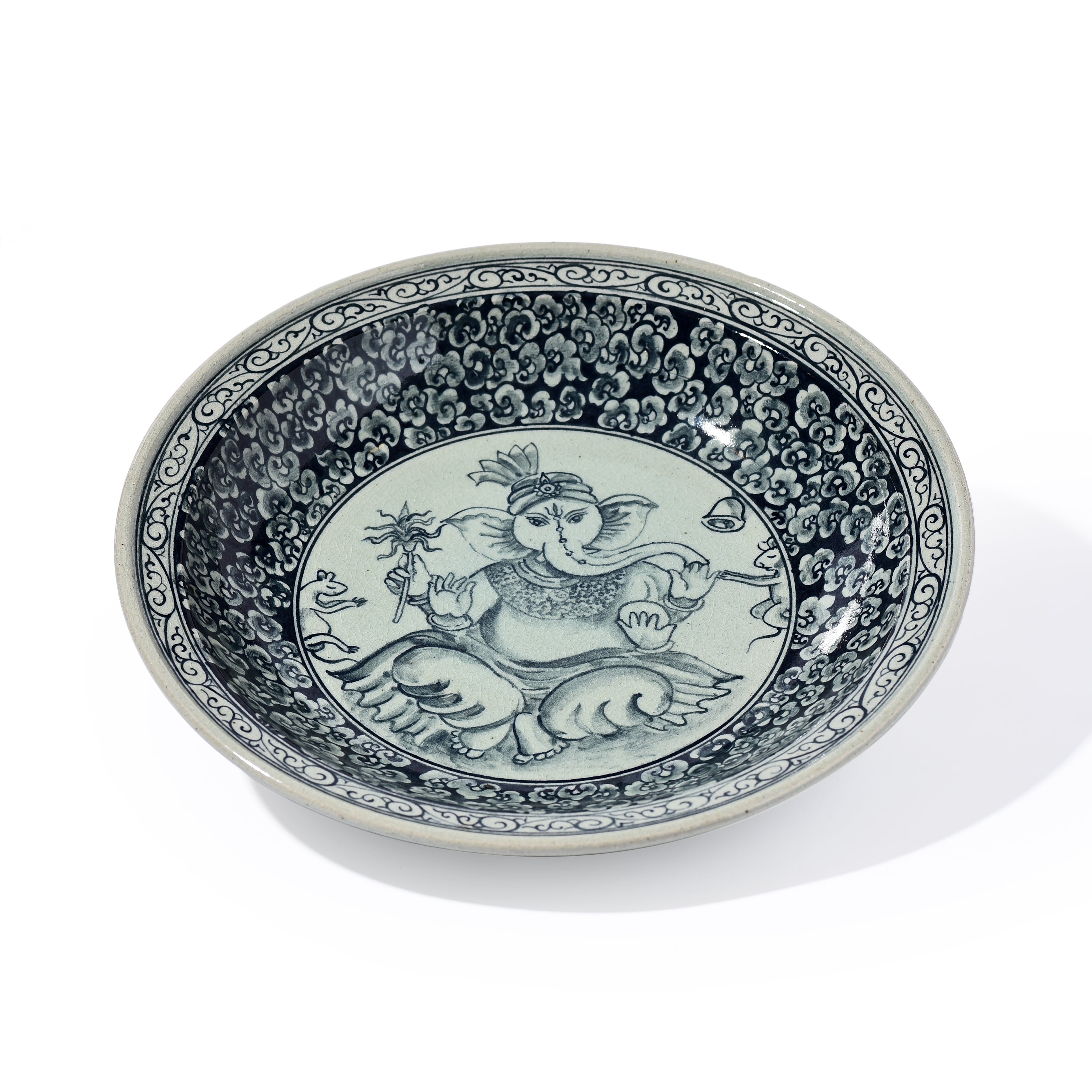 Stoneware Ganesha Display Plate Intricate Design Stoneware Ganesha Display Plate Intricate Design