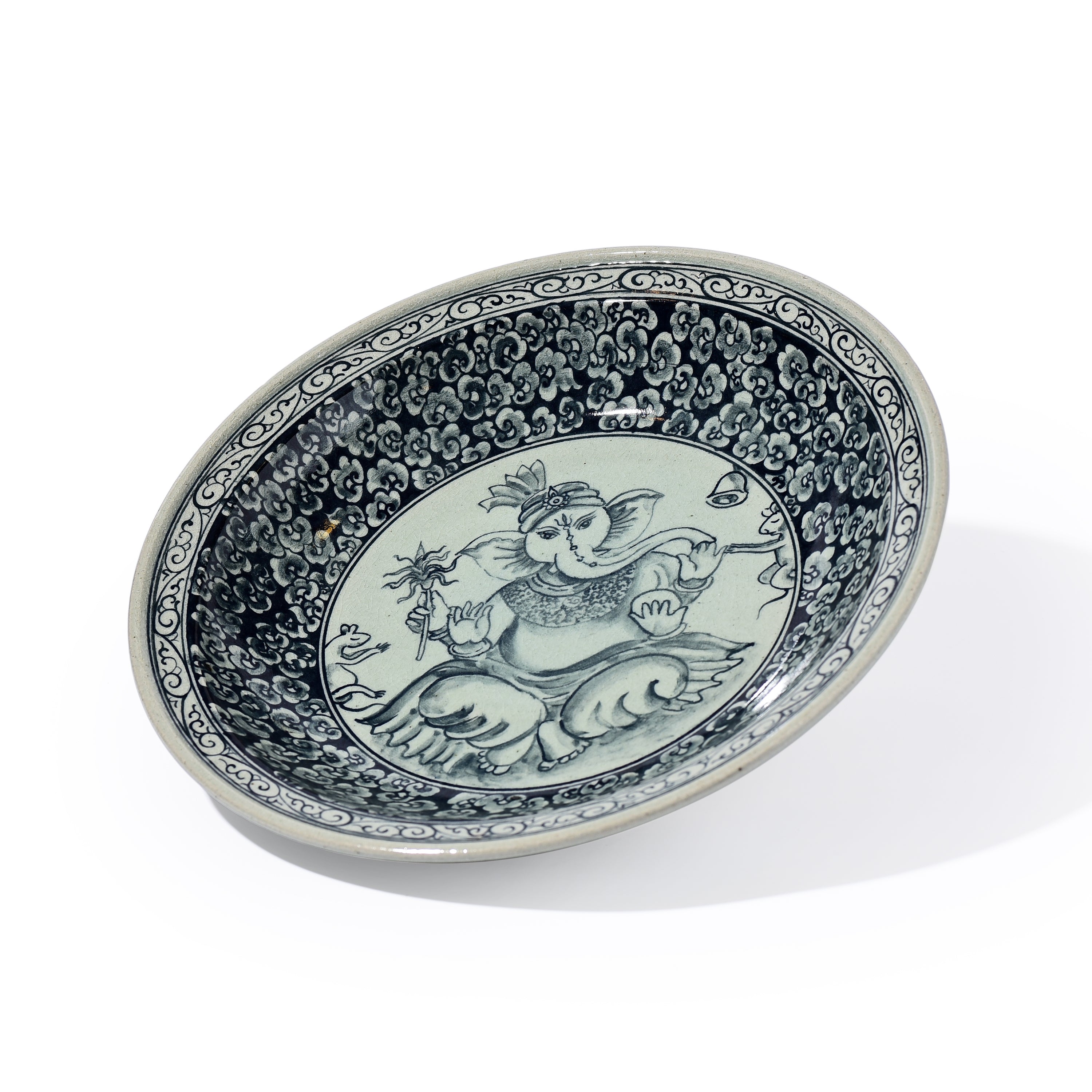 Stoneware Ganesha Display Plate Intricate Design Stoneware Ganesha Display Plate Intricate Design
