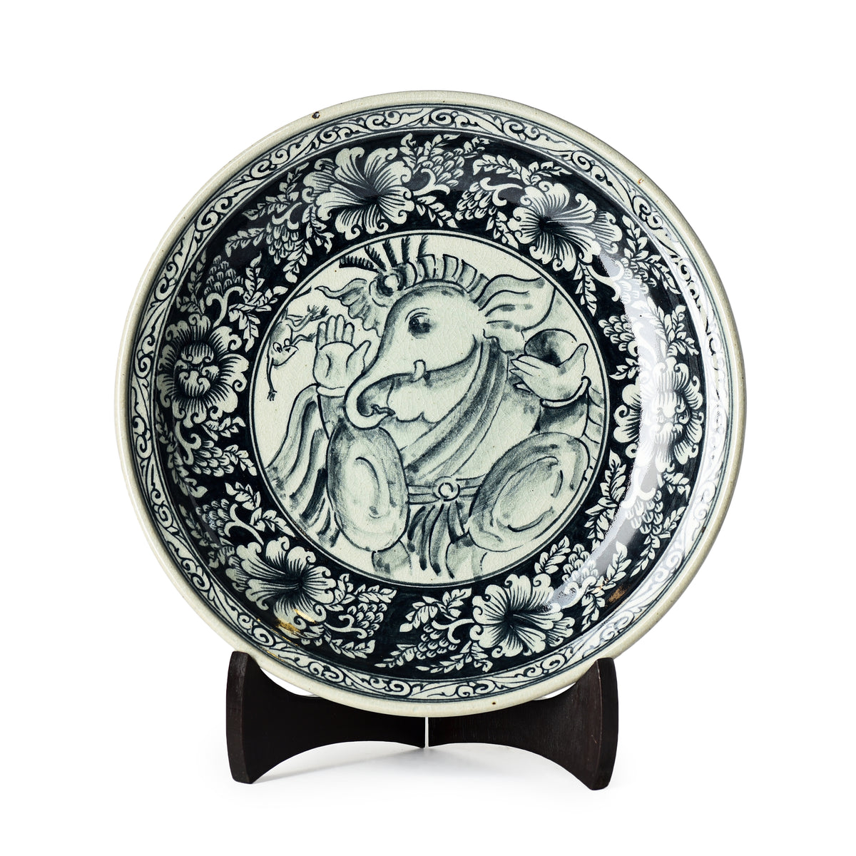 Stoneware Stylized Ganesha Display Plate
