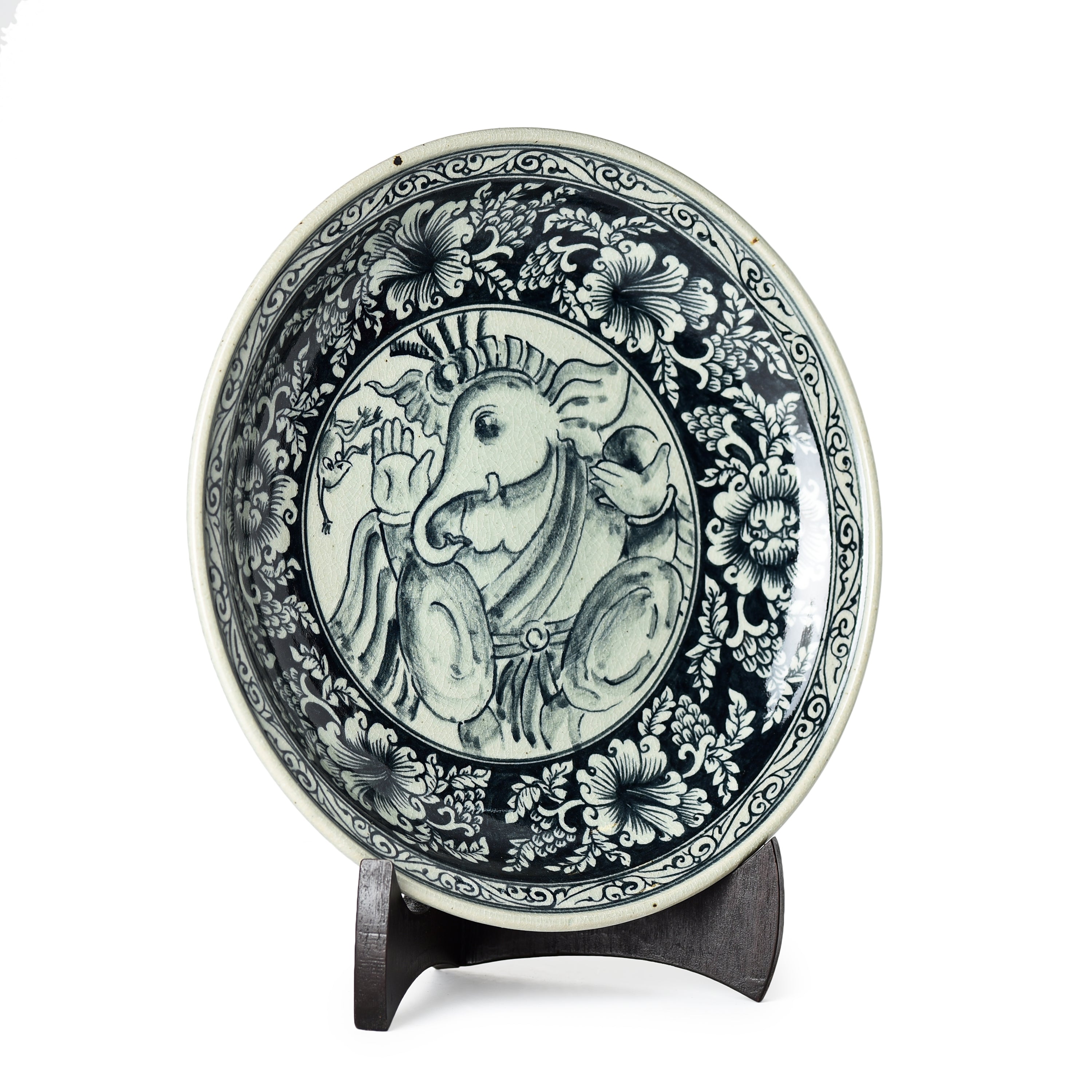 Stoneware Stylized Ganesha Display Plate Stoneware Stylized Ganesha Display Plate