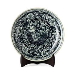 Stoneware Fish Display Plate Swirling Pattern