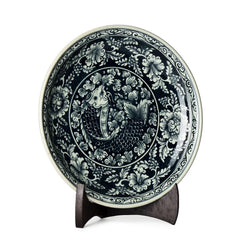 Stoneware Fish Display Plate Swirling Pattern