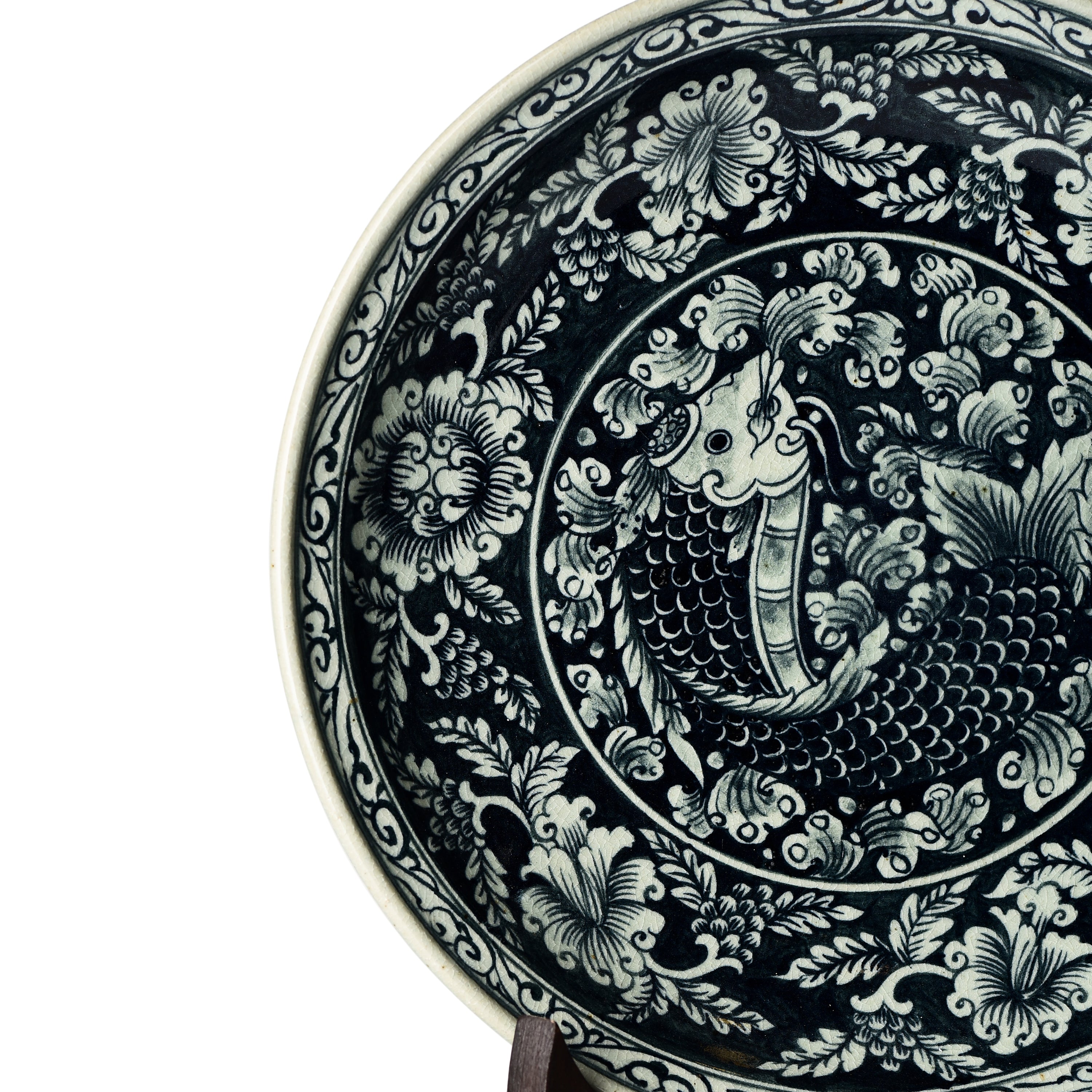 Stoneware Fish Display Plate Swirling Pattern Stoneware Fish Display Plate Swirling Pattern