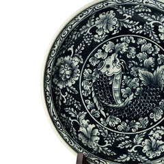 Stoneware Fish Display Plate Swirling Pattern