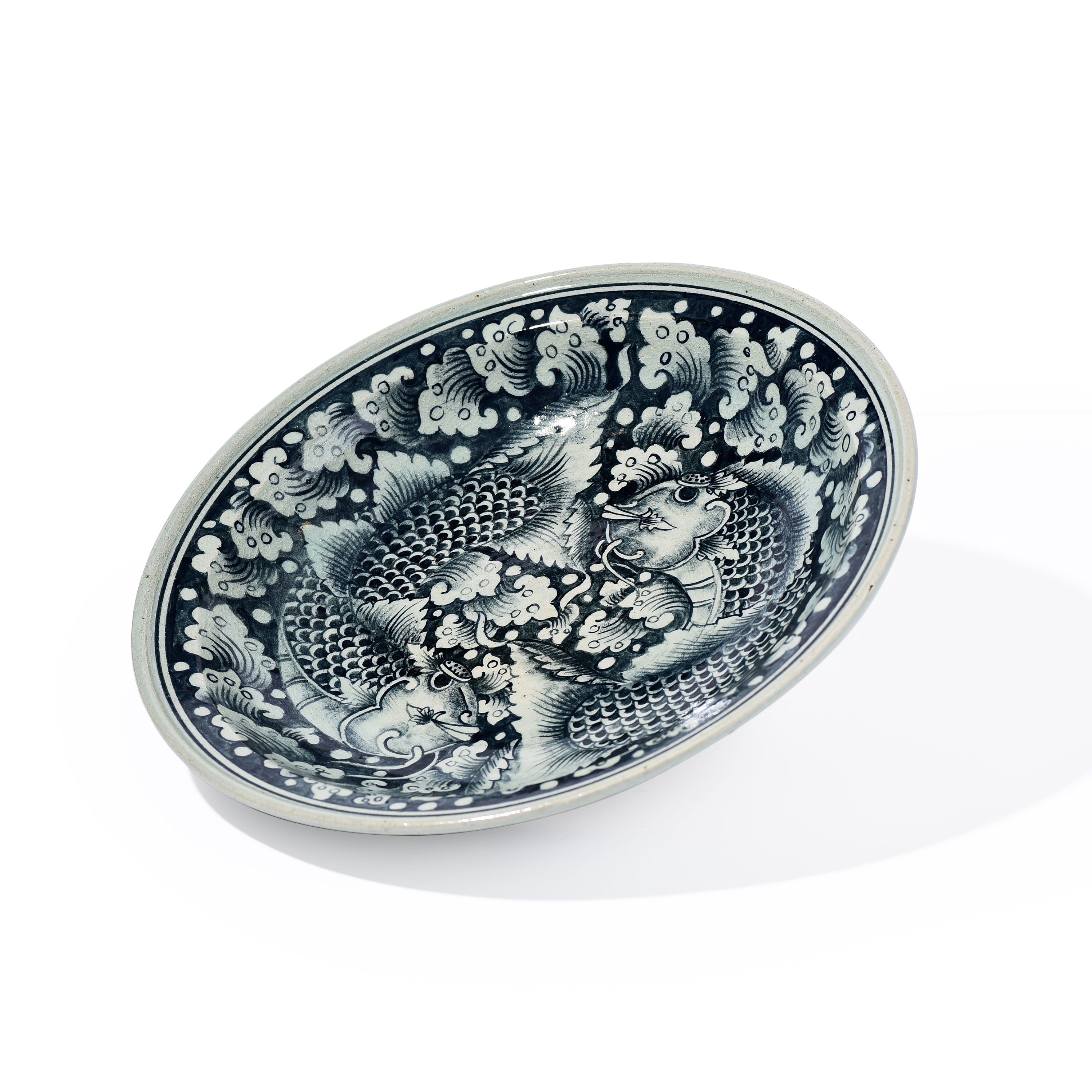 Stoneware Fish Display Plate Wave Design Stoneware Fish Display Plate Wave Design