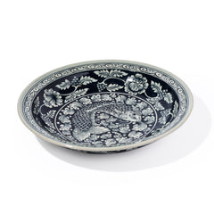 Stoneware Fish Display Plate Floral Pattern