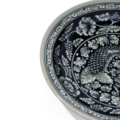 Stoneware Fish Display Plate Floral Pattern