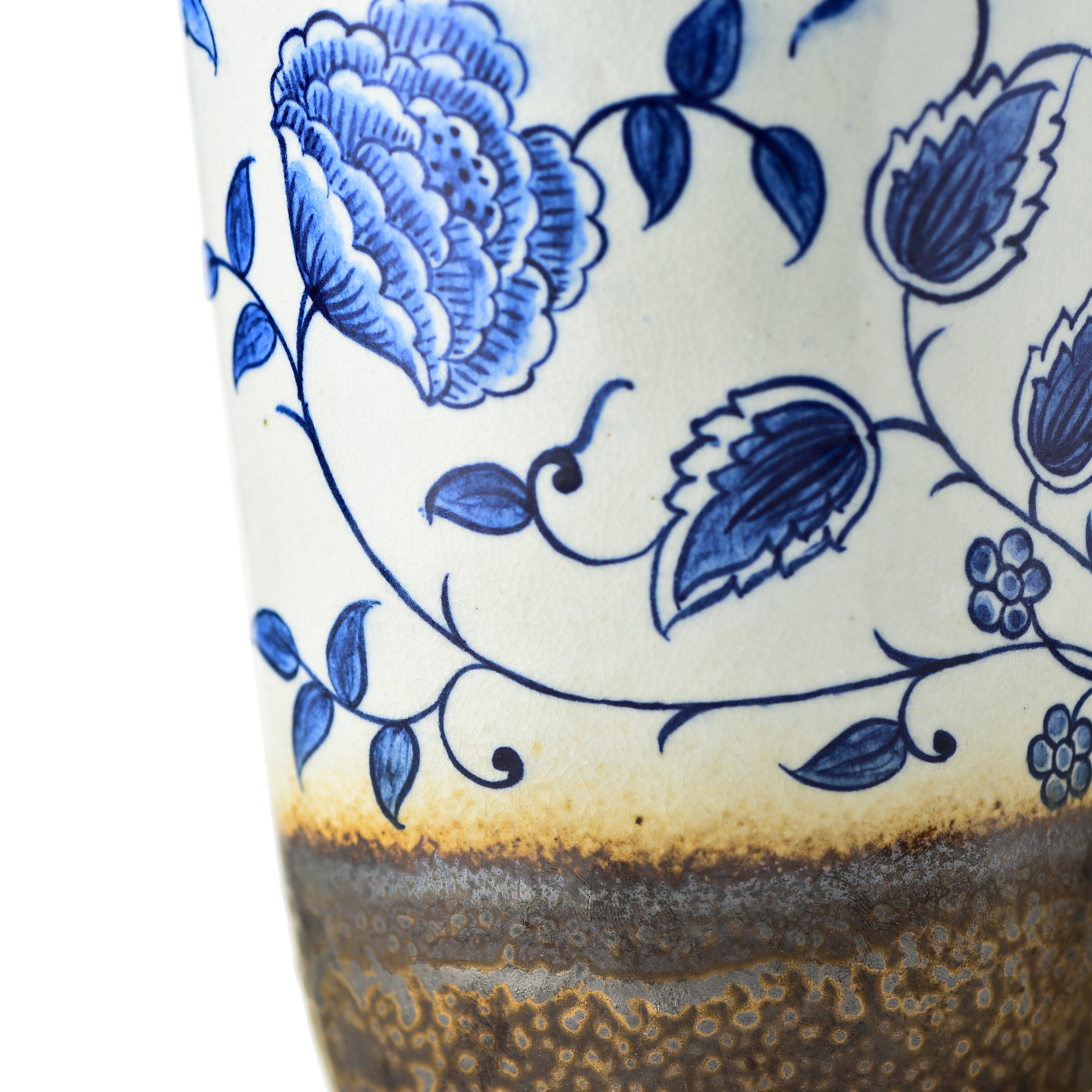 Stoneware Floral Vase With Gold Tinge Finish With Small Motifs Stoneware Floral Vase With Gold Tinge Finish With Small Motifs