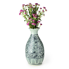 Stoneware Hand Painted Vase Two Fish Design