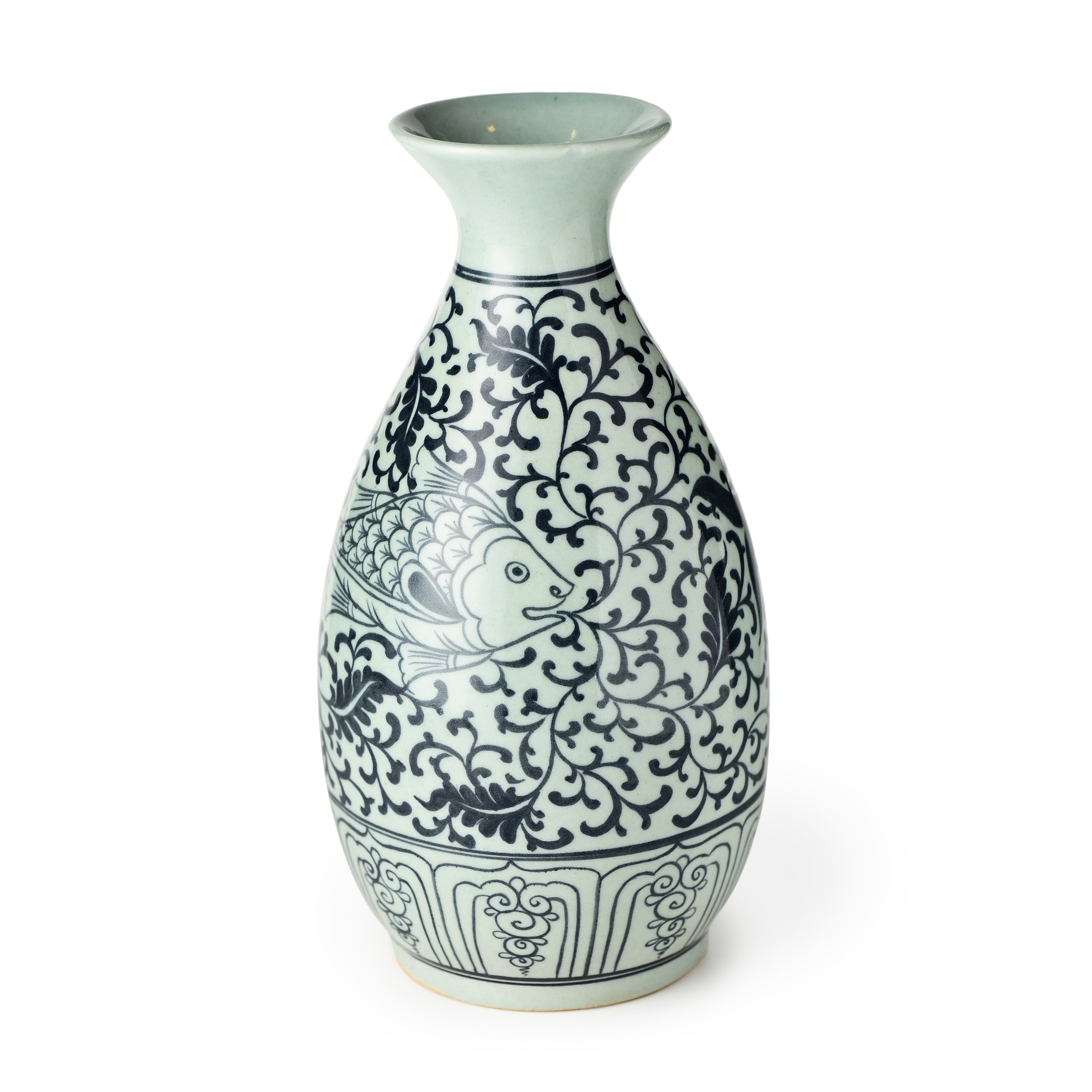 Stoneware Hand Painted Vase Single Fish Design Stoneware Hand Painted Vase Single Fish Design