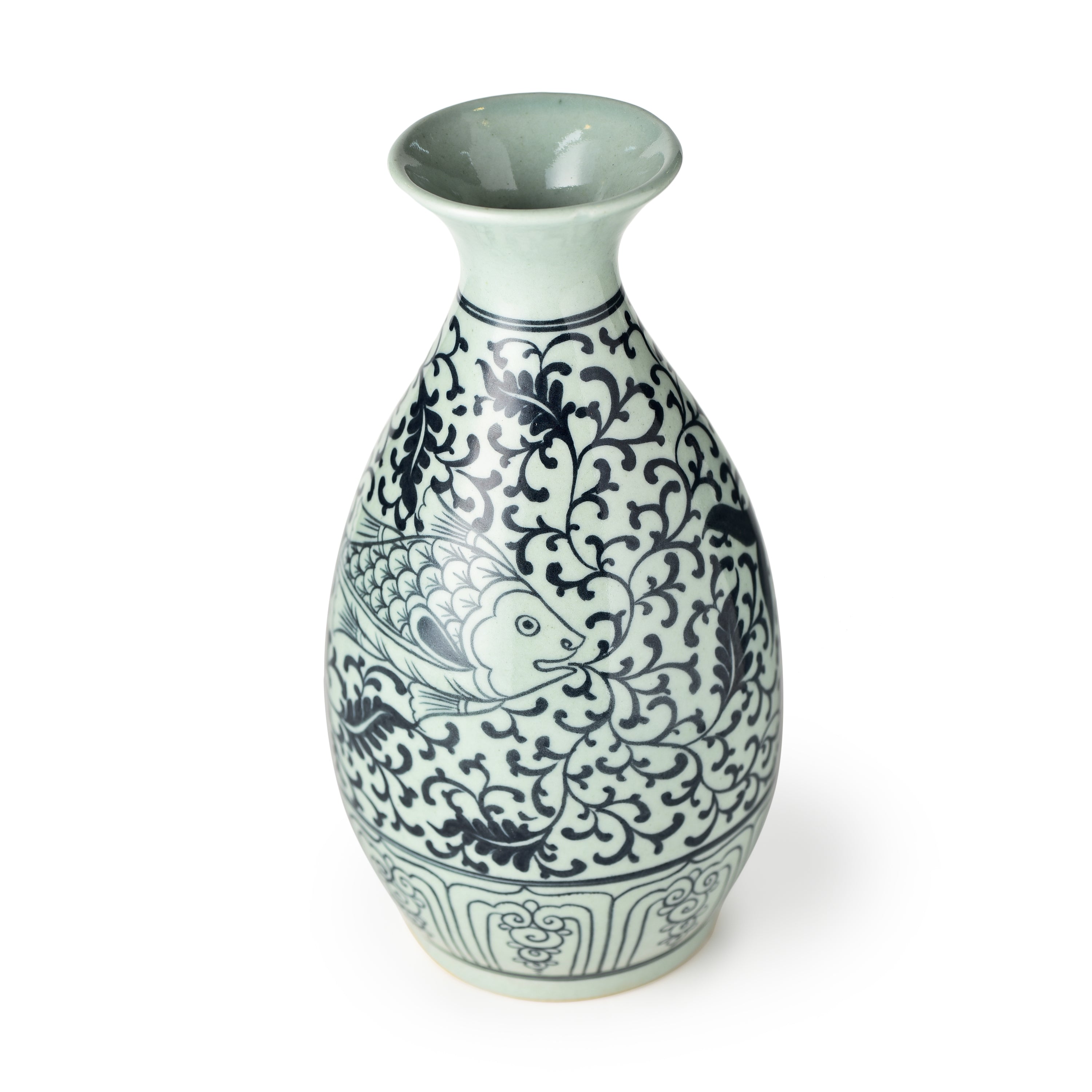 Stoneware Hand Painted Vase Single Fish Design Stoneware Hand Painted Vase Single Fish Design