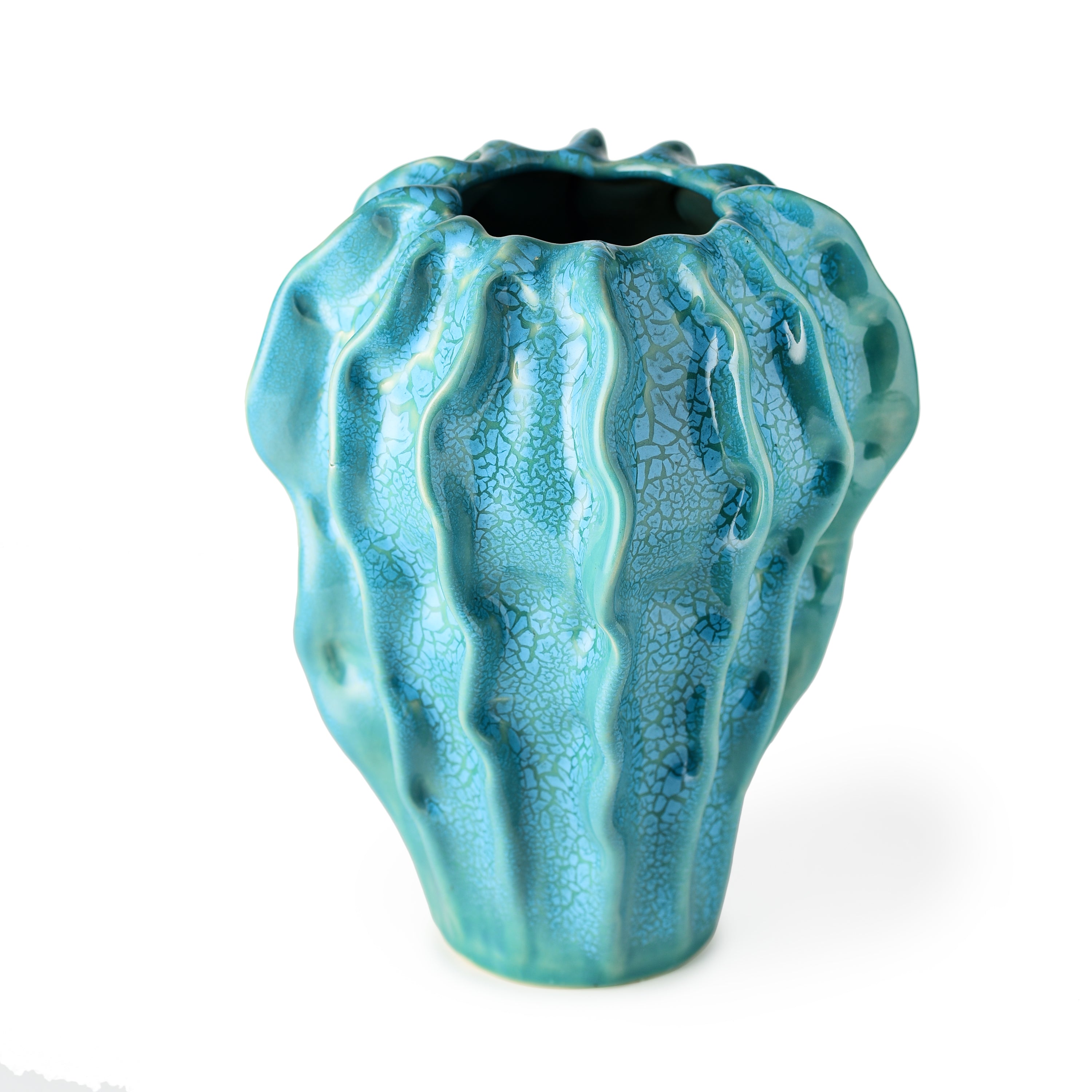Stoneware Sea Floral Vase Turquoise Stoneware Sea Floral Vase Turquoise