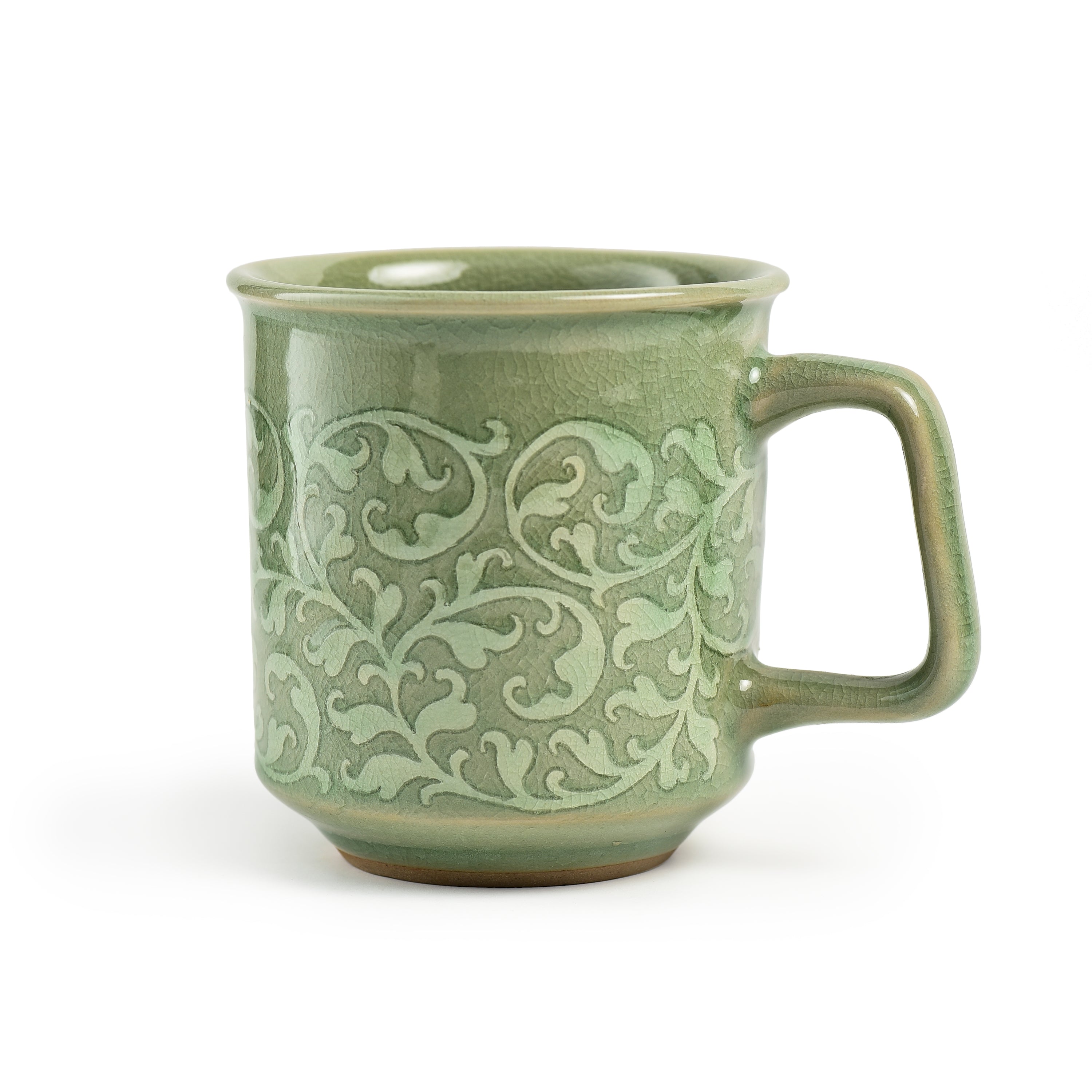 Celadon Kanok Design Set of Two Coffee Mugs Celadon Kanok Design Set of Two Coffee Mugs