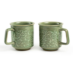 Celadon Kanok Design Set of Two Coffee Mugs