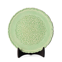 Celadon Carved Pudtan Flower Design Display Plate