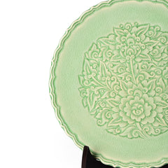 Celadon Carved Pudtan Flower Design Display Plate
