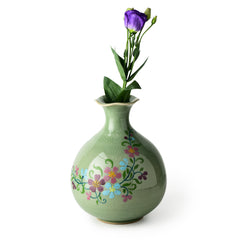 Celadon Floral Hand Painted Vase