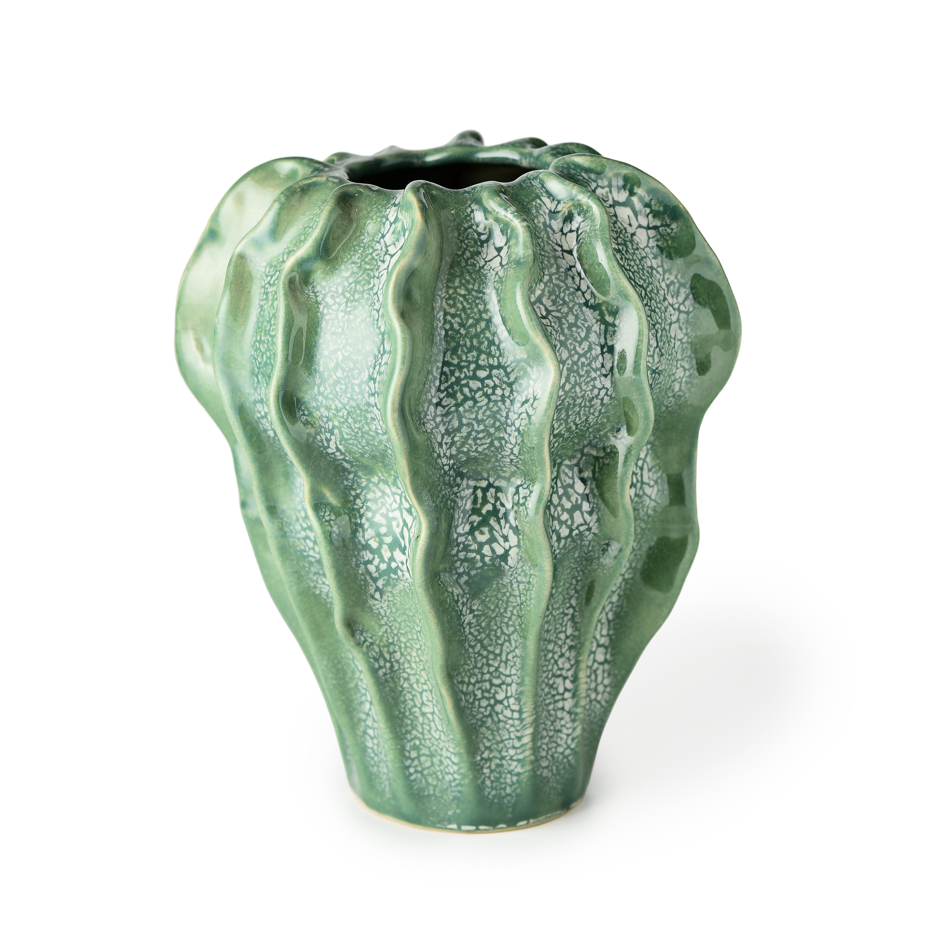 Stoneware Sea Floral Vase Green Stoneware Sea Floral Vase Green