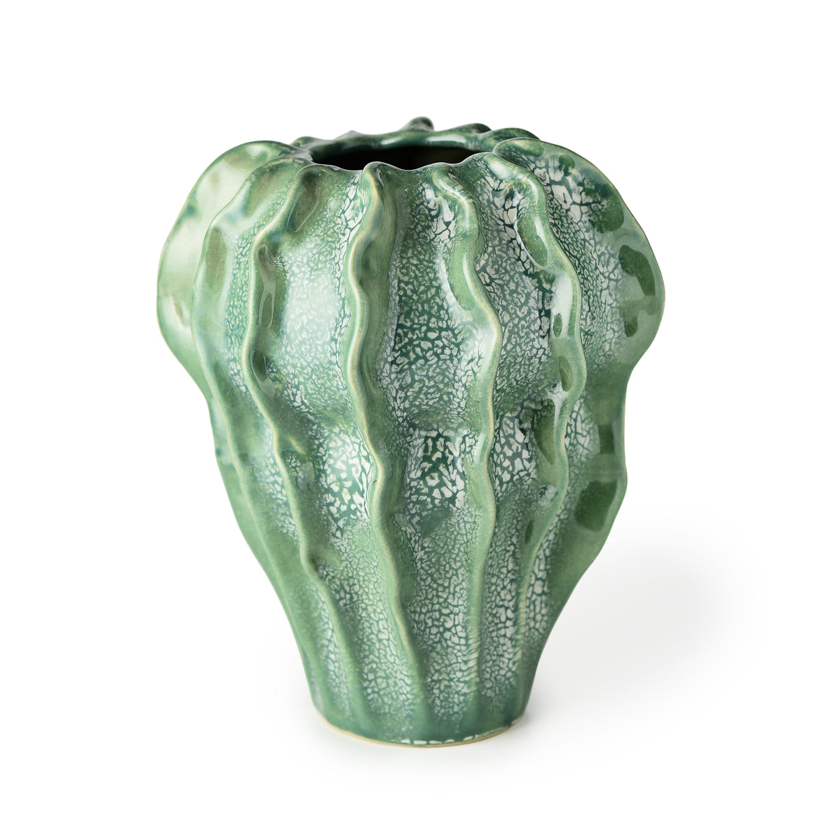 Stoneware Sea Floral Vase Green
