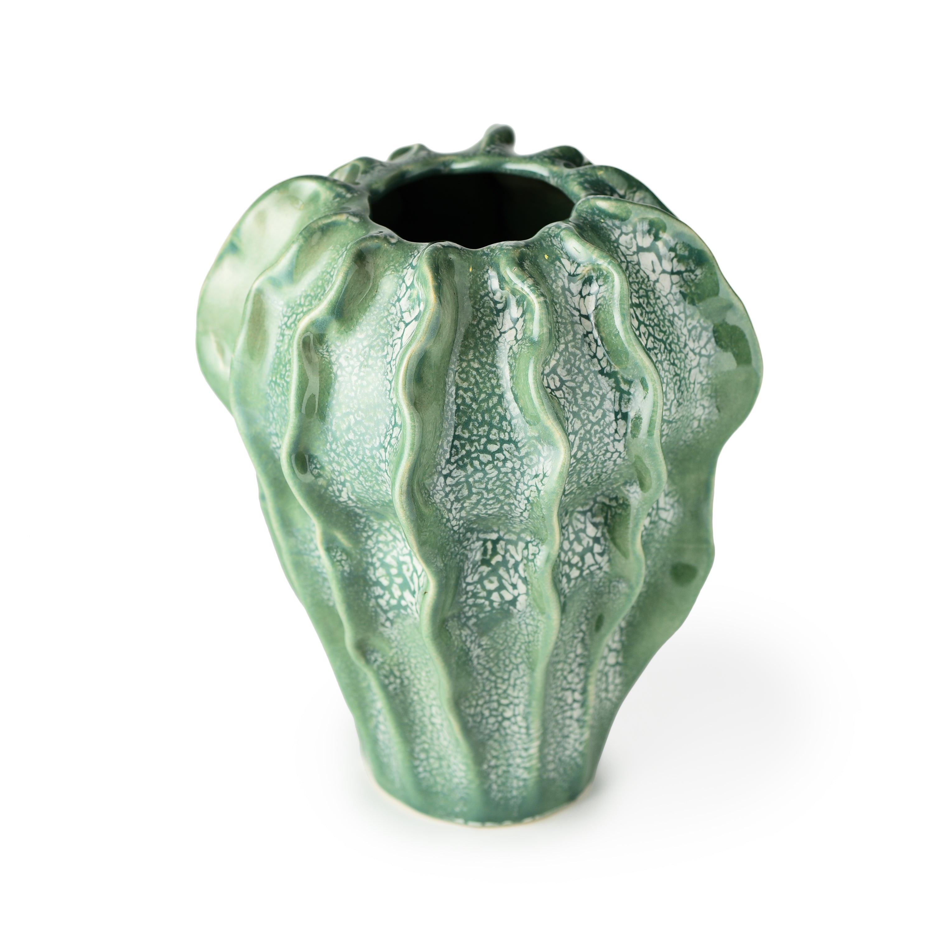 Stoneware Sea Floral Vase Green Stoneware Sea Floral Vase Green