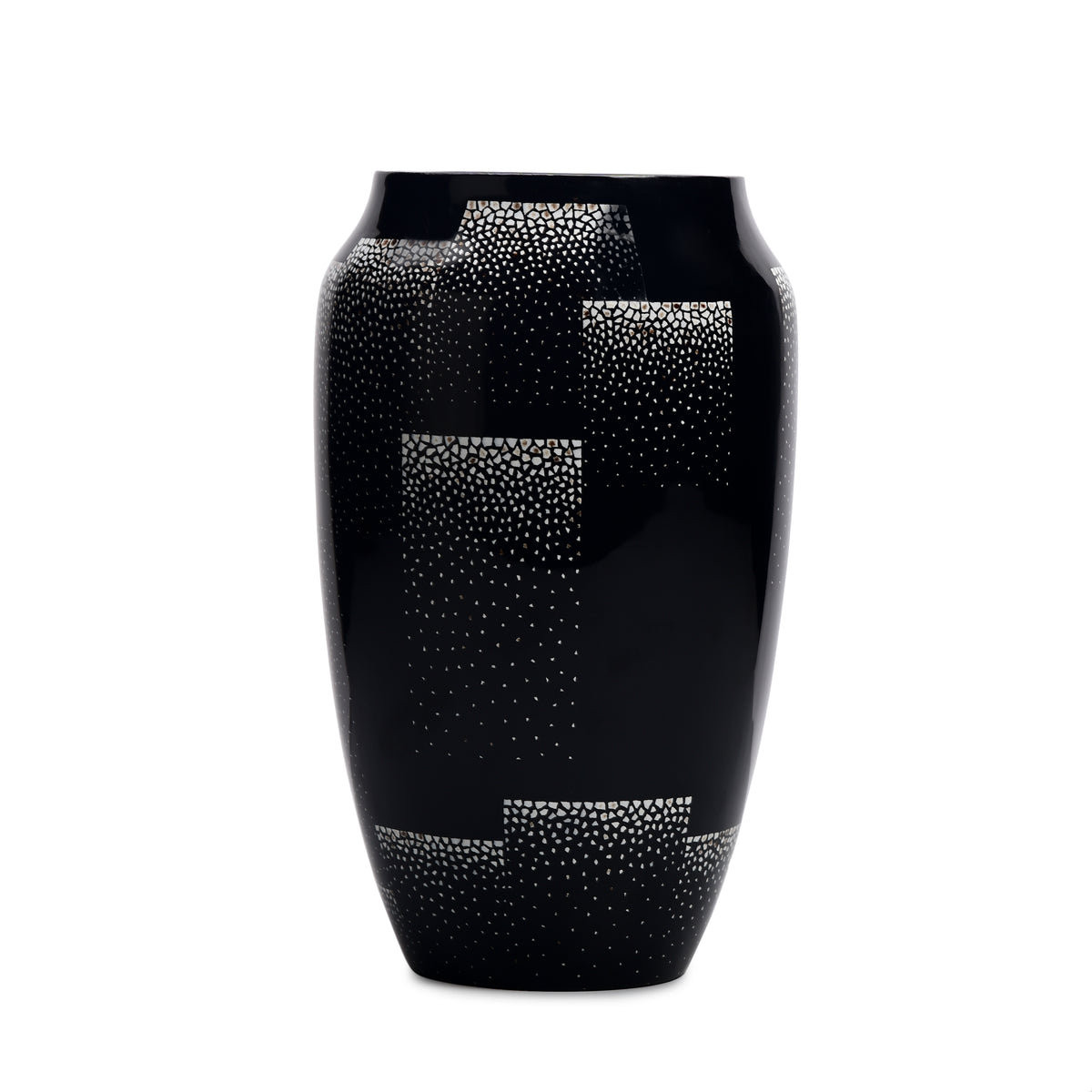 Lacquerware Vase With Eggshell Inlay With Geometric Abstraction