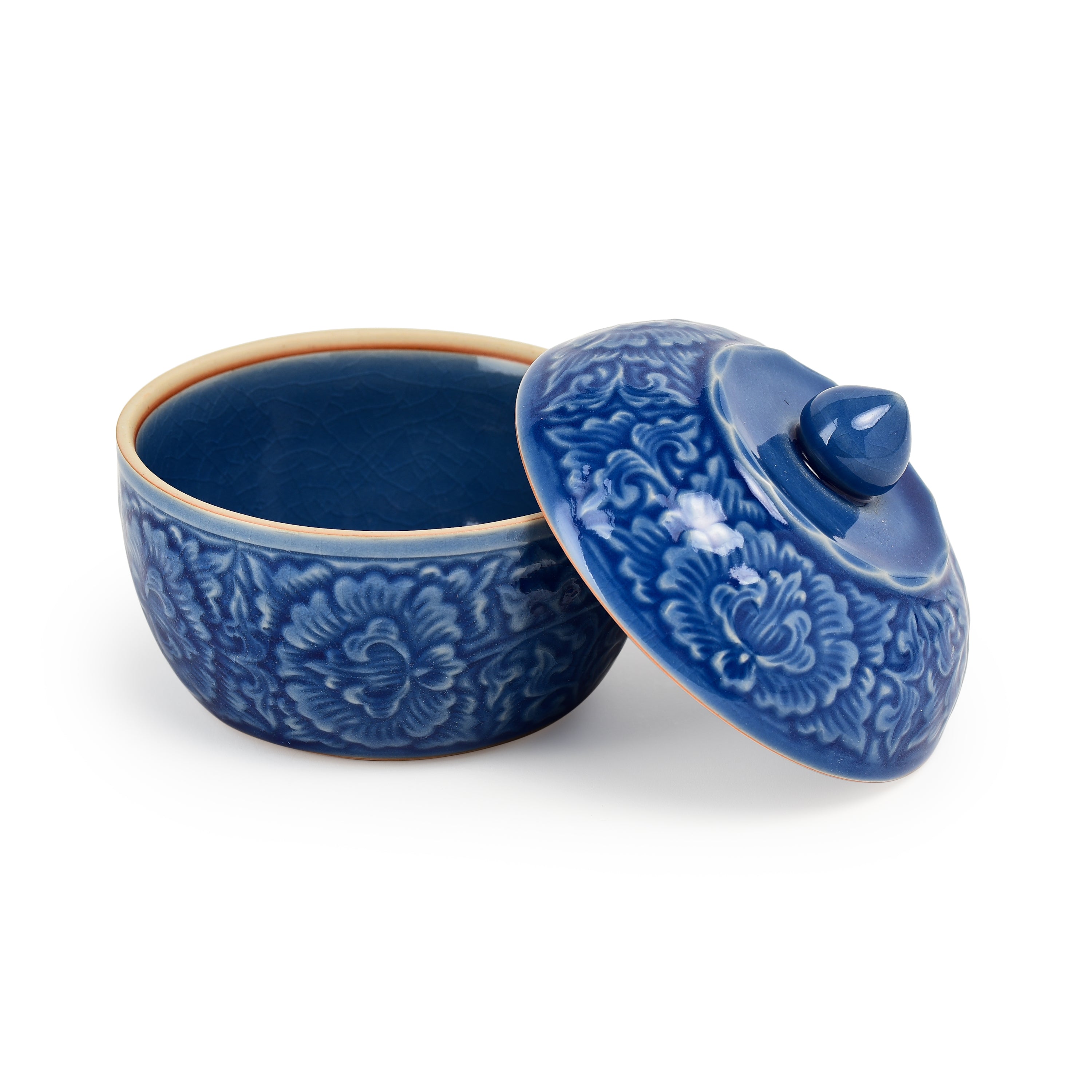 Celadon Covered Display Bowl in Cobalt Blue Celadon Covered Display Bowl in Cobalt Blue