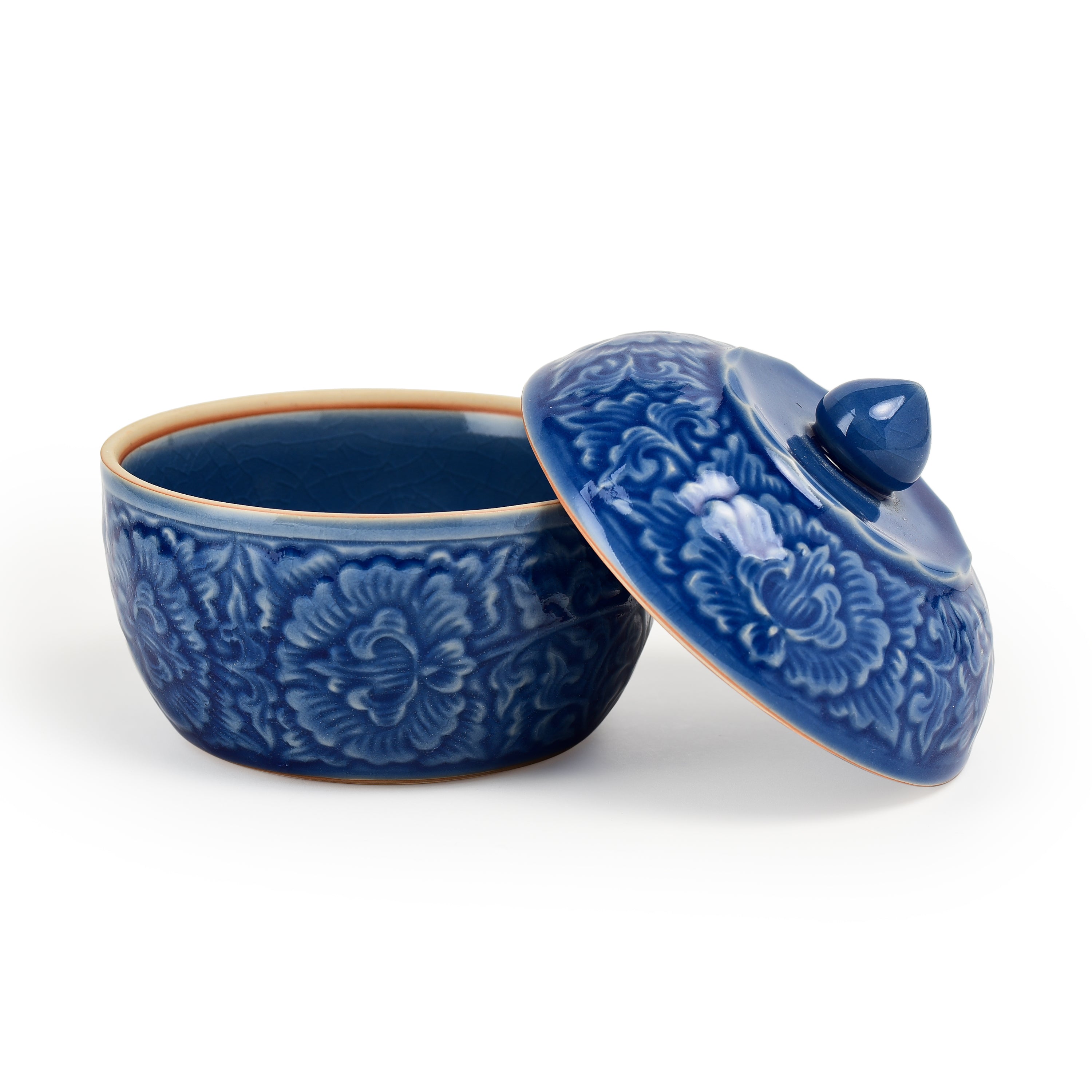 Celadon Covered Display Bowl in Cobalt Blue Celadon Covered Display Bowl in Cobalt Blue