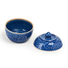 Celadon Covered Display Bowl in Cobalt Blue