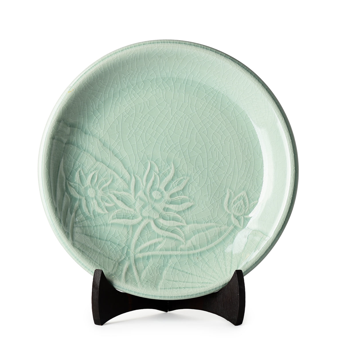 Celadon Display Plate Lotus Design