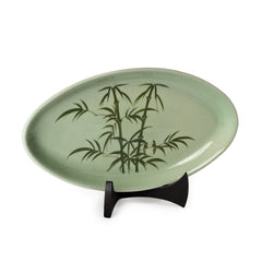 Celadon Display Plate Bamboo Motif