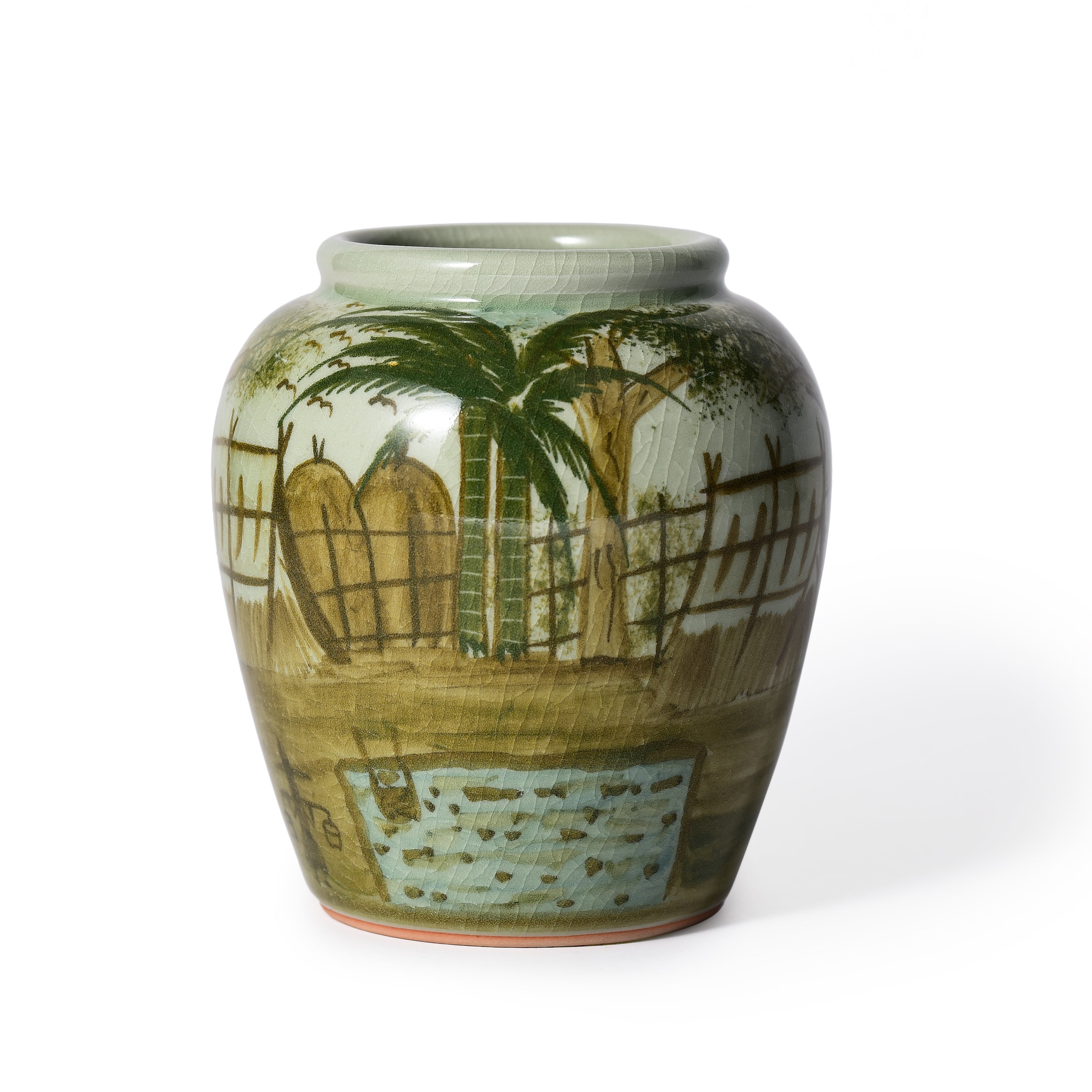 Celadon Hand Painted Jar Celadon Hand Painted Jar