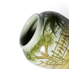 Celadon Hand Painted Jar