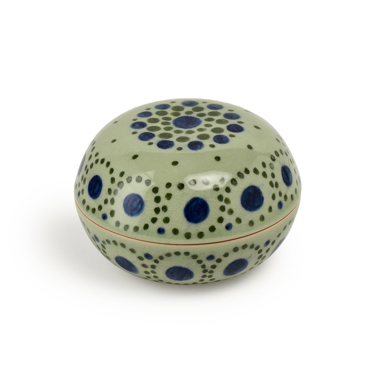 Celadon Hand Painted Jewellery Box With Concentric Design