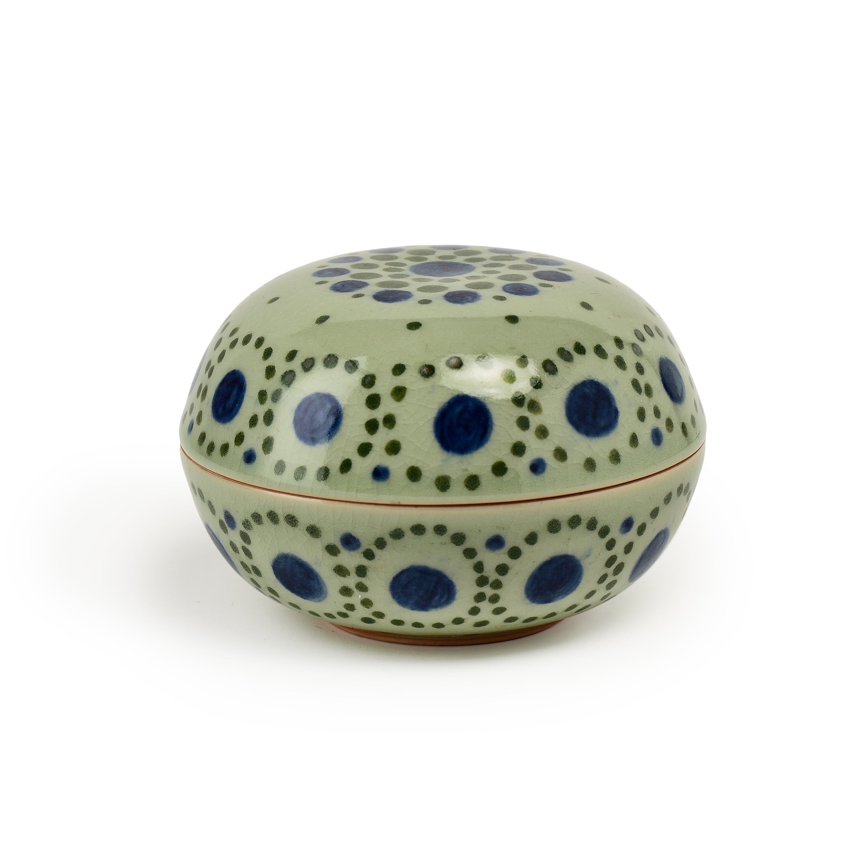 Celadon Hand Painted Jewellery Box With Concentric Design Celadon Hand Painted Jewellery Box With Concentric Design
