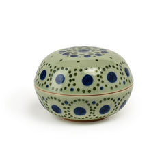 Celadon Hand Painted Jewellery Box With Concentric Design