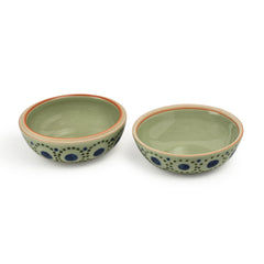 Celadon Hand Painted Jewellery Box With Concentric Design