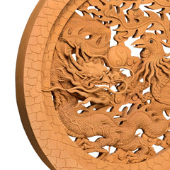 Dragon and Swan Wood Carving