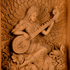 Goddess Saraswati Wood Carving