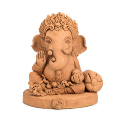 Seated Ganesha Wood Carving (Small)