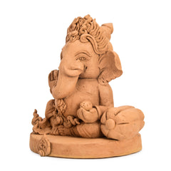 Seated Ganesha Wood Carving (Small)