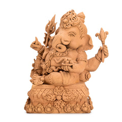 Relaxing Ganesha Wood Carving