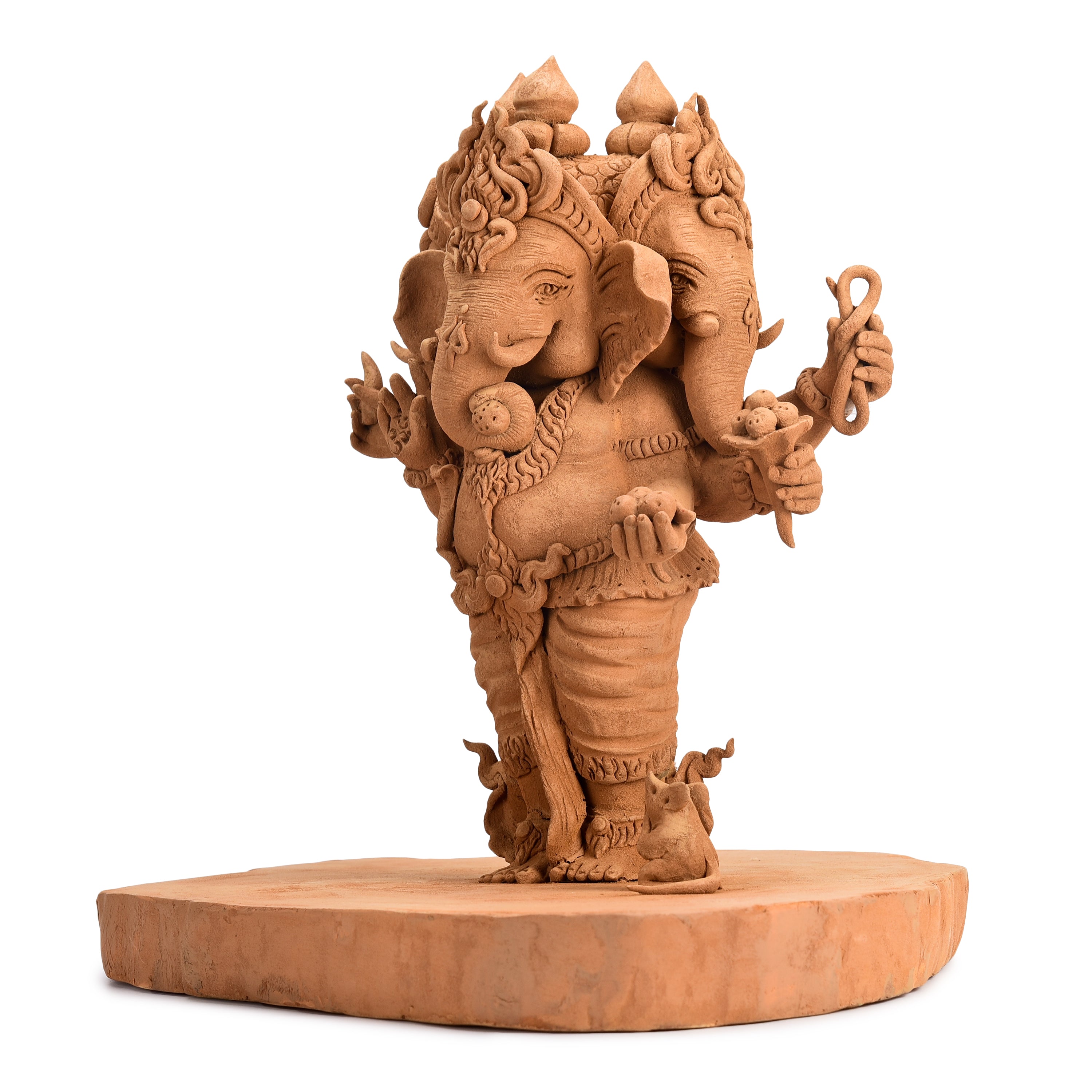 Three Headed Standing Ganesha Wood Carving Three Headed Standing Ganesha Wood Carving