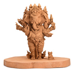 Three Headed Standing Ganesha Wood Carving