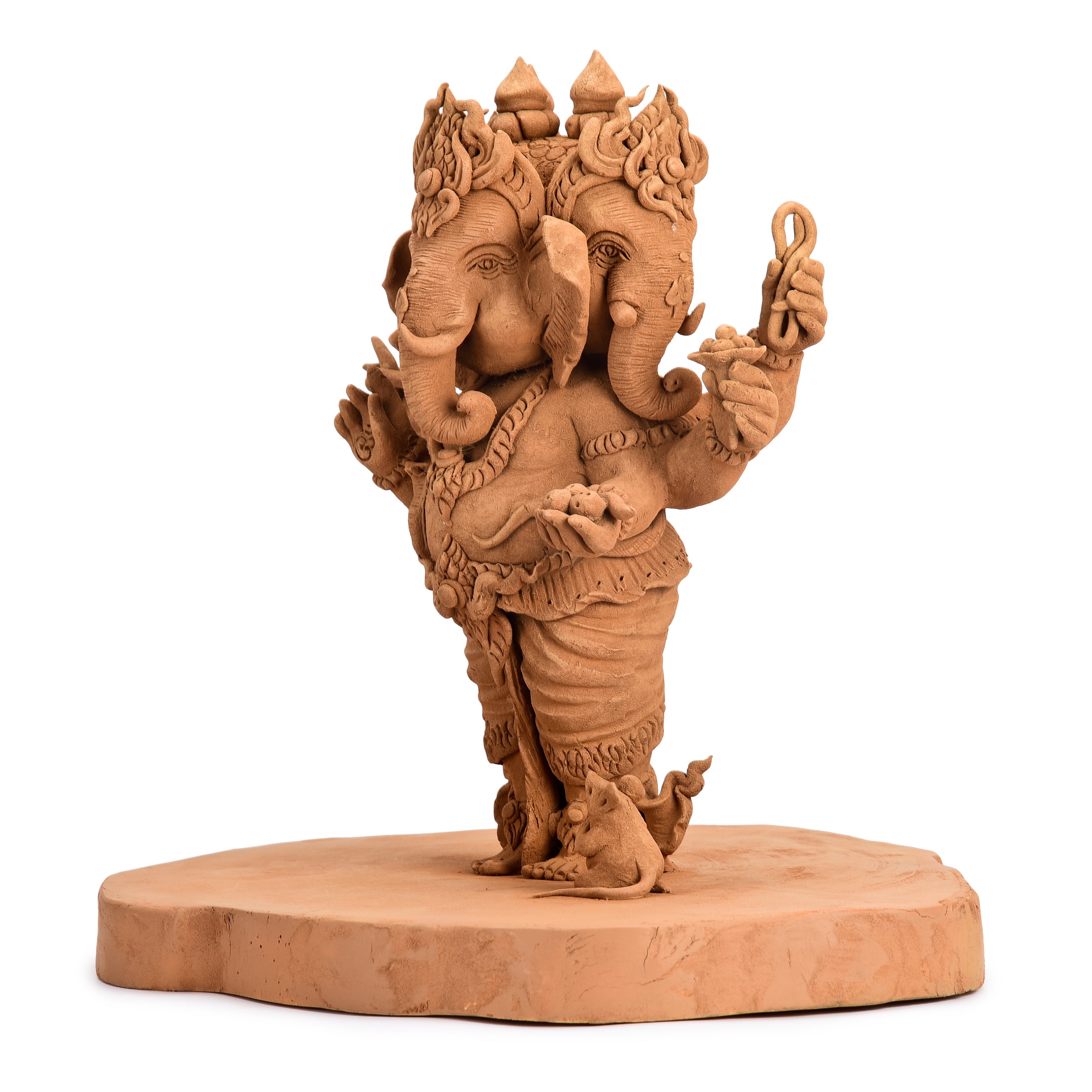 Three Headed Standing Ganesha Wood Carving Three Headed Standing Ganesha Wood Carving