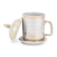 Coffee Mug in Benjarong Pearl and White Technique