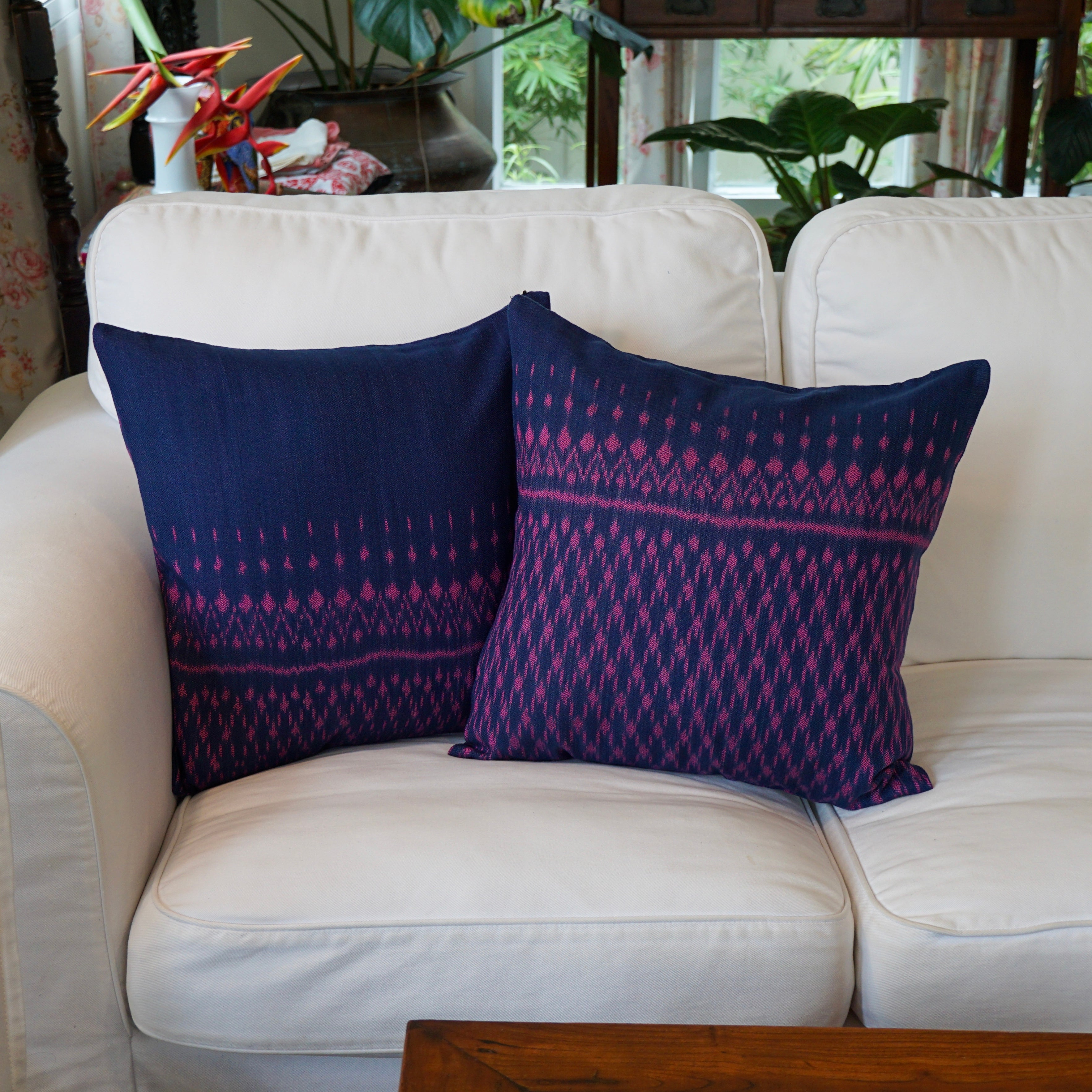 Indigo Rose cushion cover